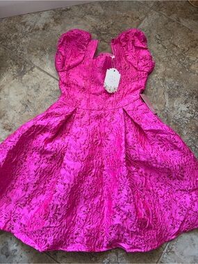 Ivy City Co Bright Pink Textured Party Dress